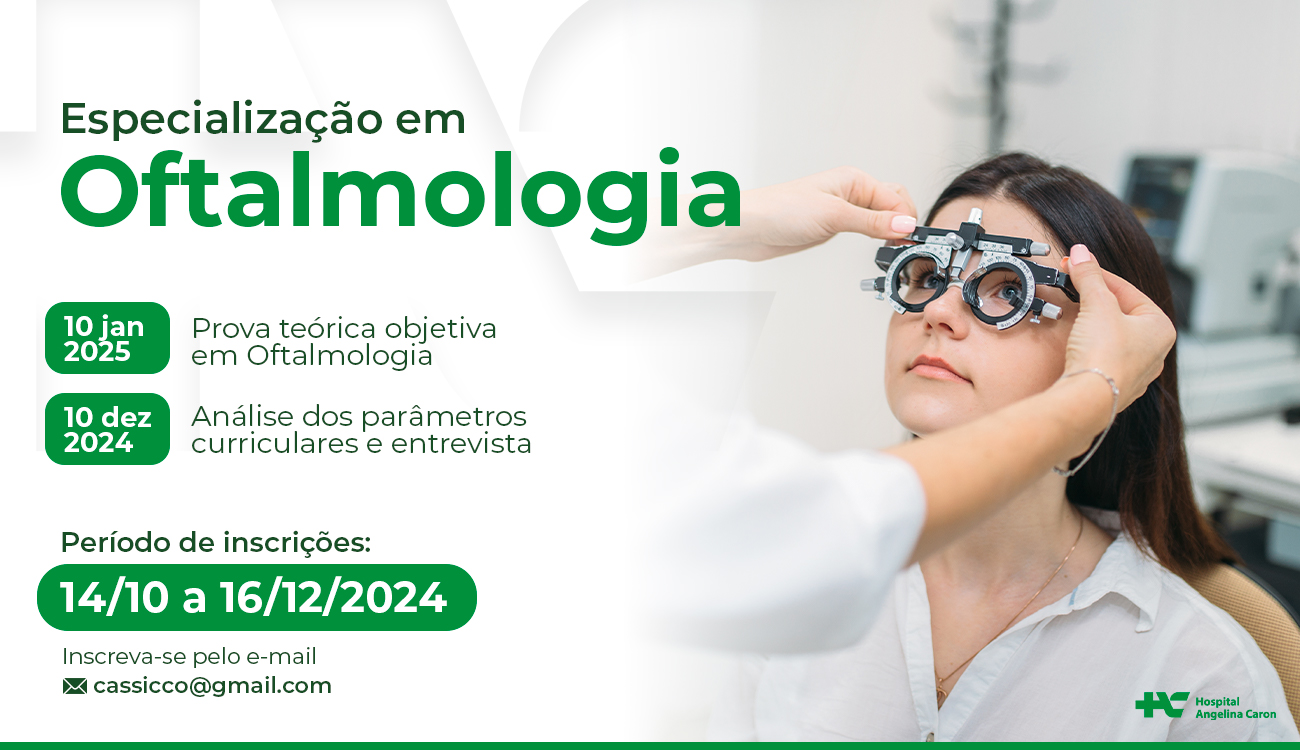 Divulgação da especialização em Oftalmologia